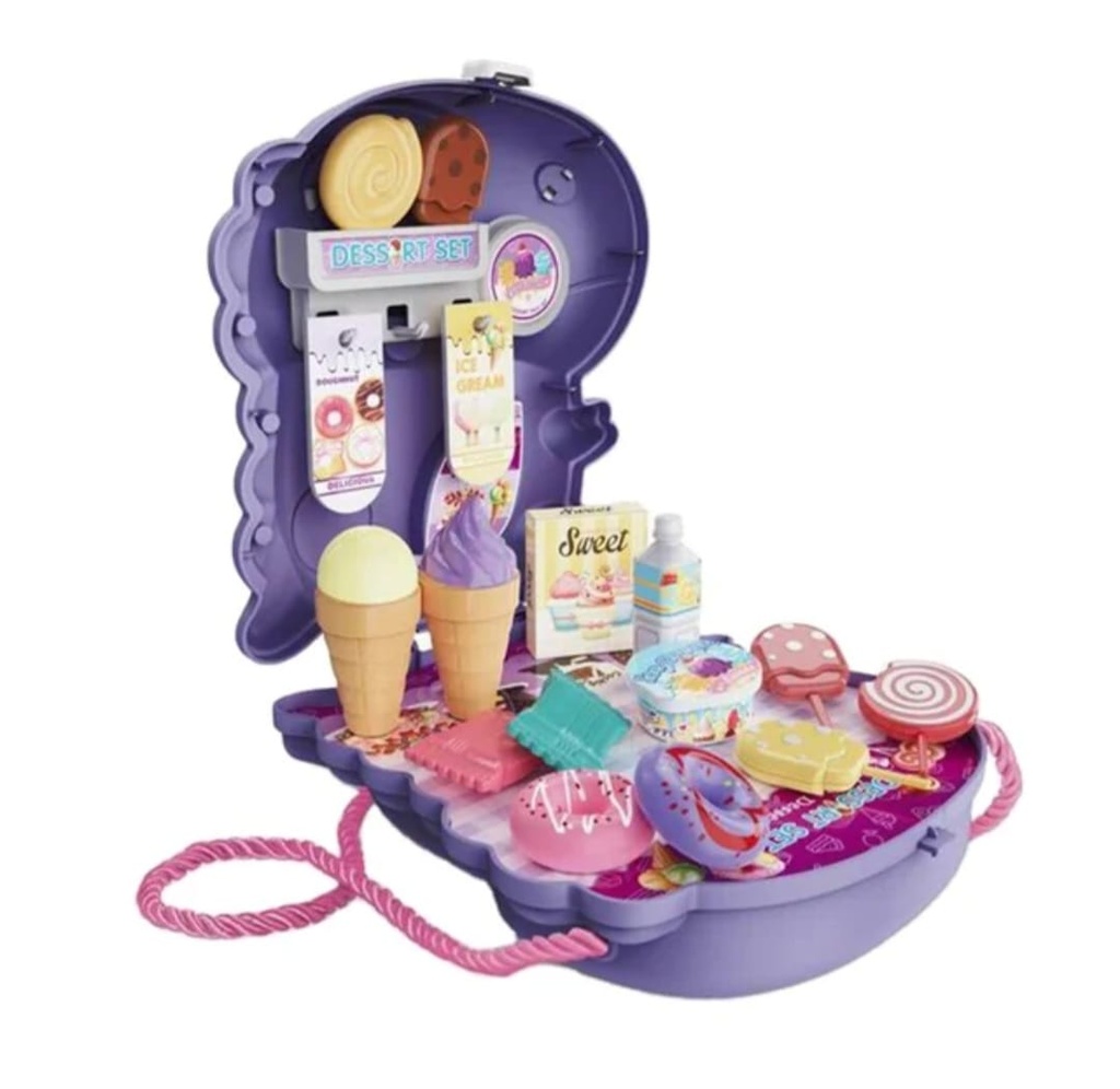 Dinosaur Storage Dessirt Set Puple 21.5x7.5x18.5cm